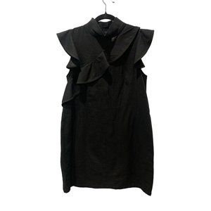 McGuire Denim Black dress ruffle front cap sleeves black size M made in USA
